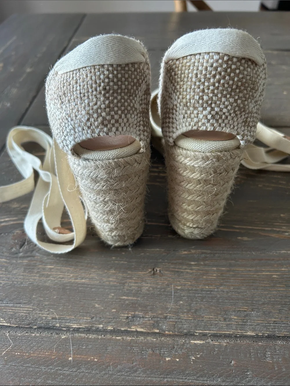 Castañer Carina Cream Canvas Espadrille Wedges